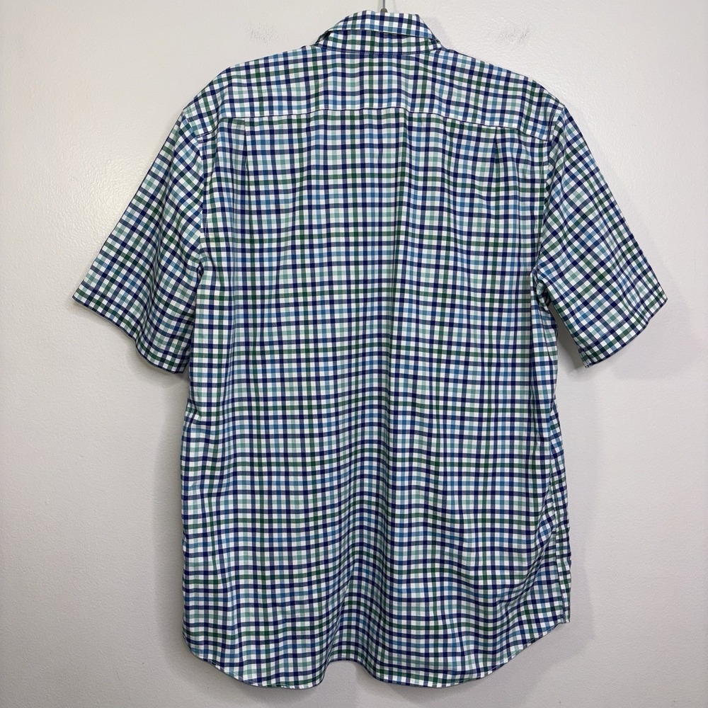 L.L.Bean Blue Green Plaid Wrinkle Free Slightly Fitted Button Down Shirt Large - Picture 2 of 5